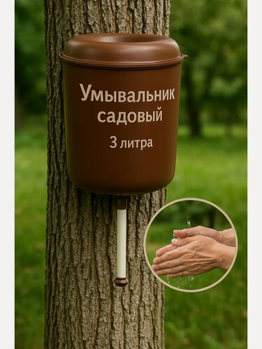 Изображение товара Умывальник садовый Greengo, объём 3 л, пластиковый, коричневый