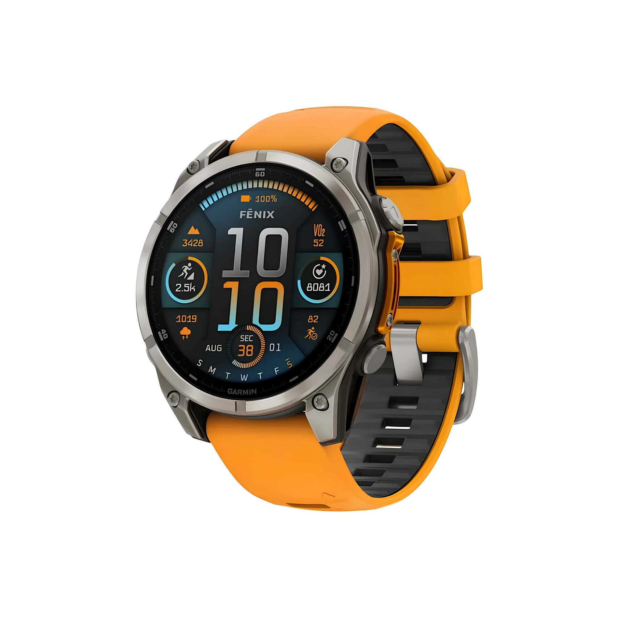 Умные часы Garmin Fenix 8 – AMOLED Sapphire Titanium With A Spark Orange/Graphite Silicone Band 51mm (010-02905-11)