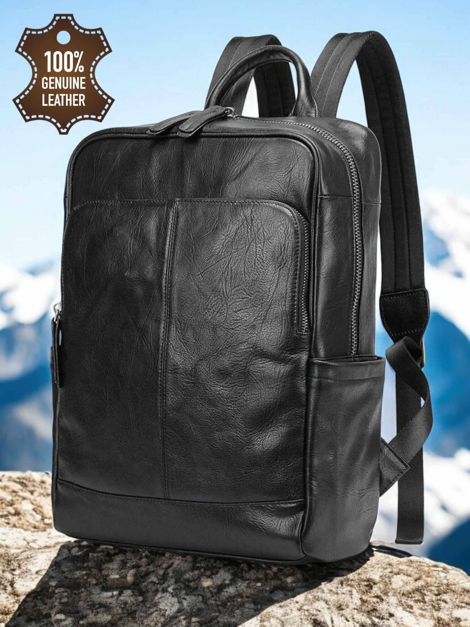 Рюкзак для ноутбука унисекс CAPRI из натуральной кожи CAP-9196-black