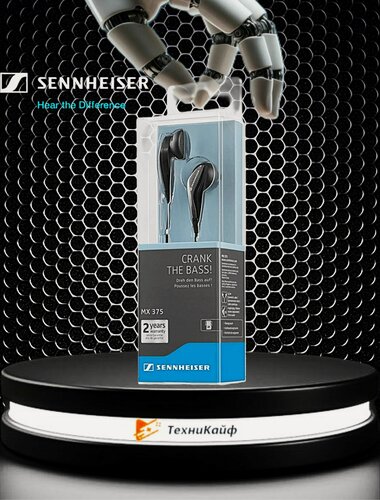 Изображение товара Sennheiser MX375 проводные стереонаушники с глубокими басами, mini jack 3.5mm black/черный