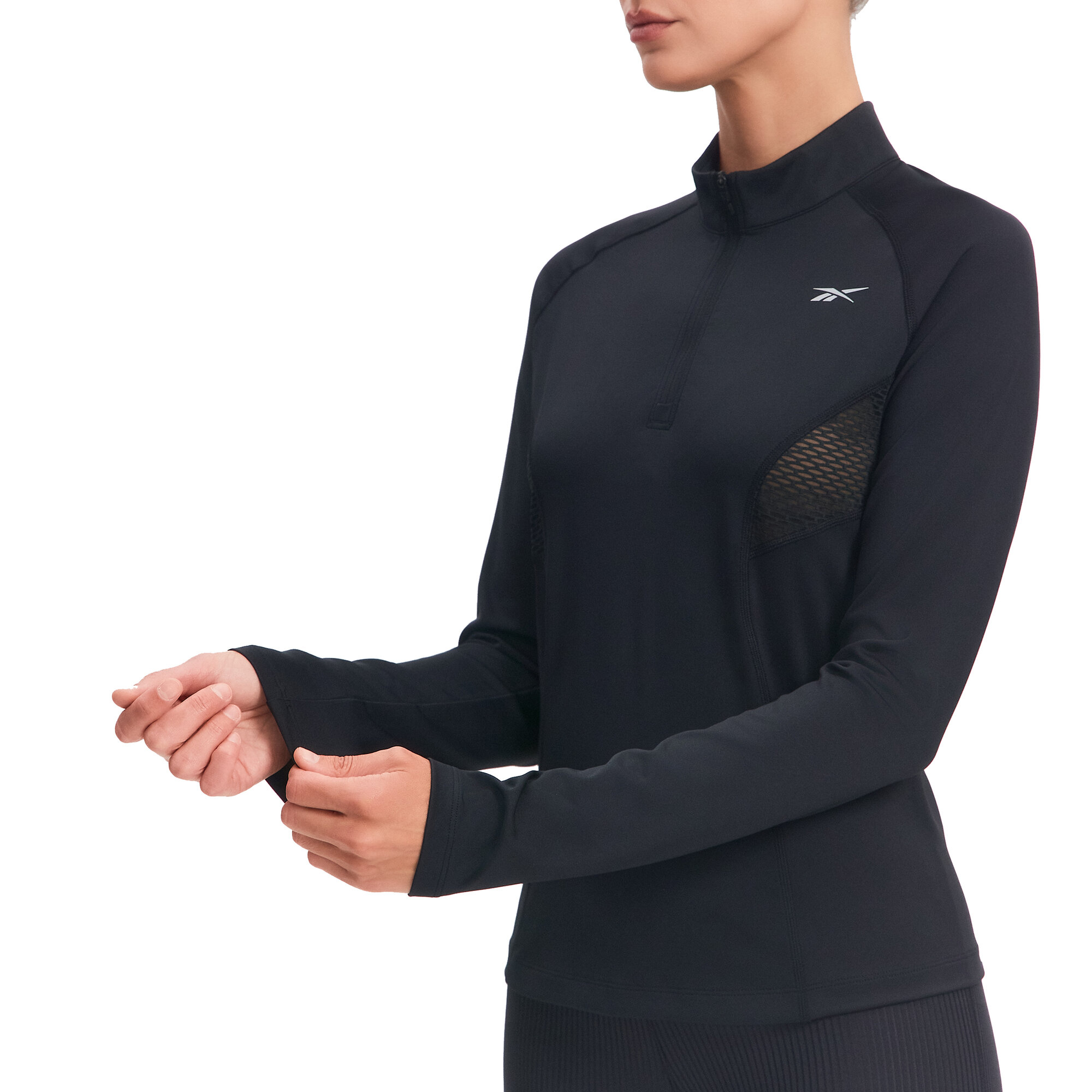 Лонгслив спортивный Reebok RUNNING 1/4 ZIP, размер XS INT, , черный — фото 1