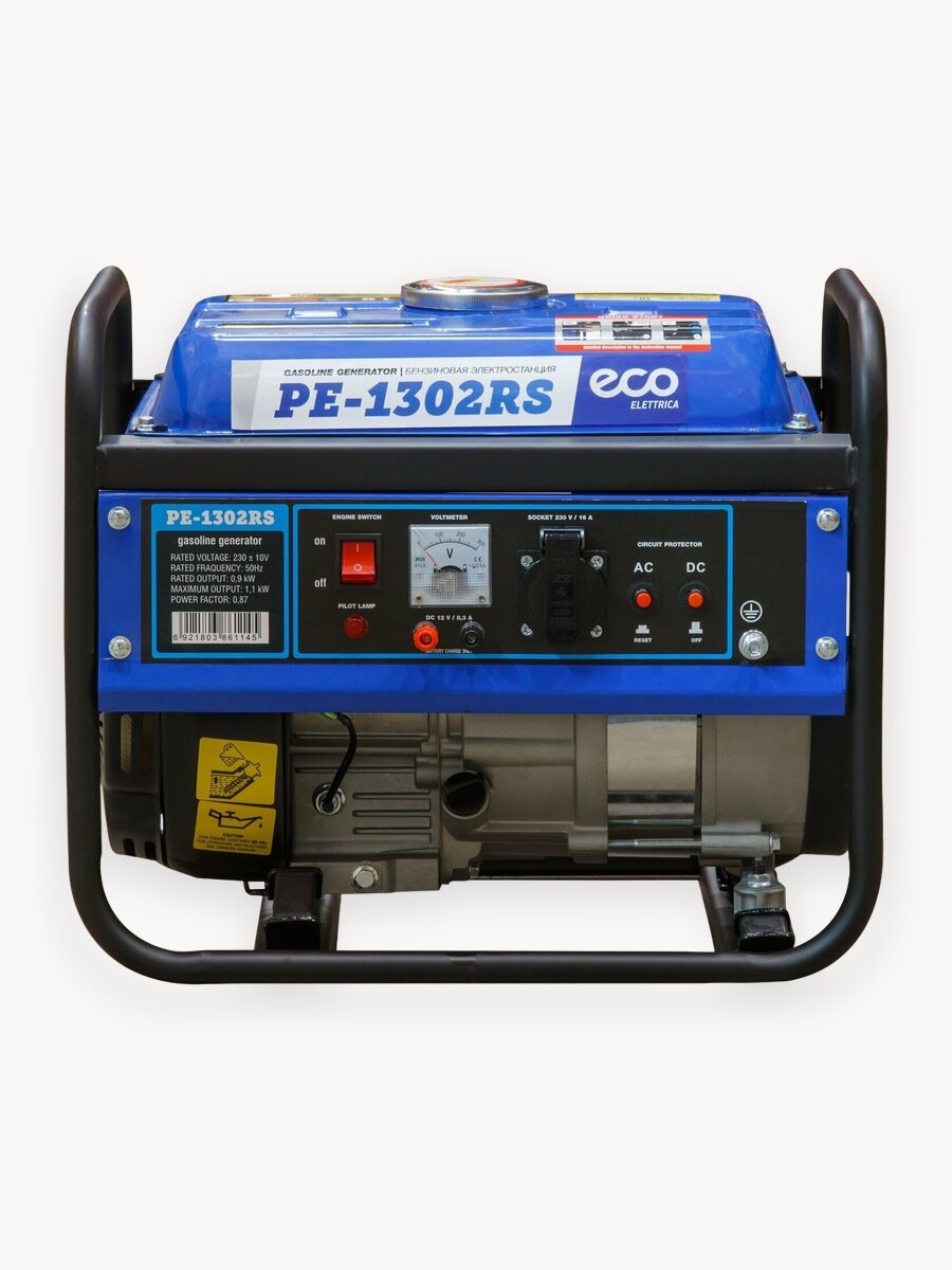 Электростанция 1.1 кВт, 230 В, бак 6 л, генератор бензиновый ECO PE-1302RS
