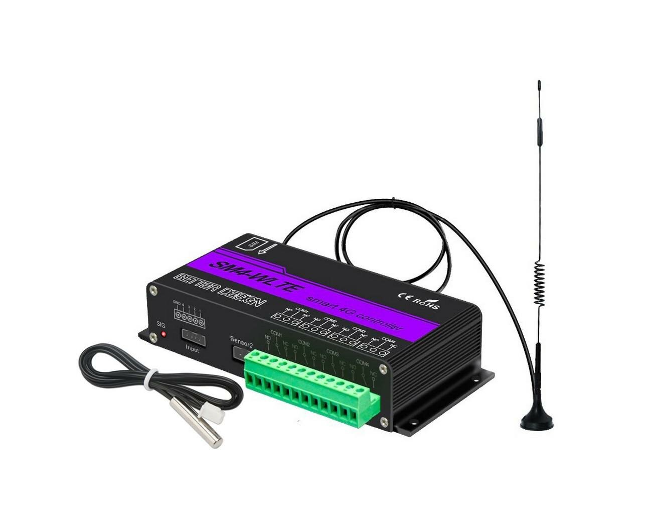 4G GSM модуль управления на 4 канала Straz Mod: SM41-EU (Upravlyator). Контроль температуры, приложение, SMS-управление, открывание ворот
