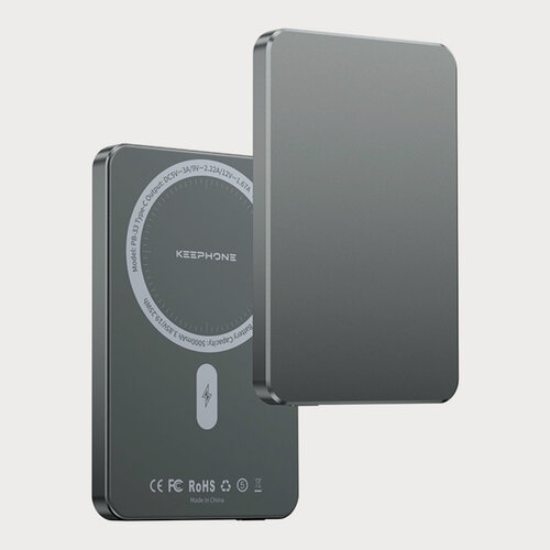 Изображение товара Беспроводной блок питания KEEPHONE Lucci / Быстрая зарядка аккумулятора: 5000 мАч, Повербанк — Gunmetal
