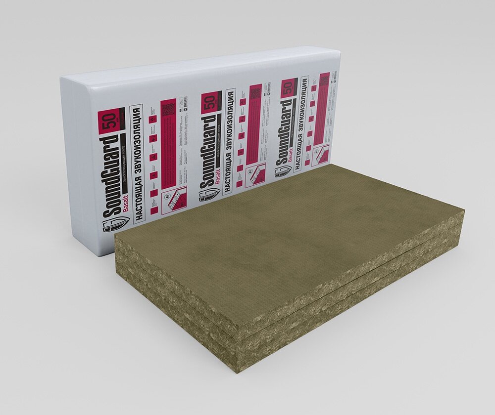 Плита звукопоглощающая SoundGuard Basalt 50 1200х600х50 мм 288 м2 в уп ЗЕТ