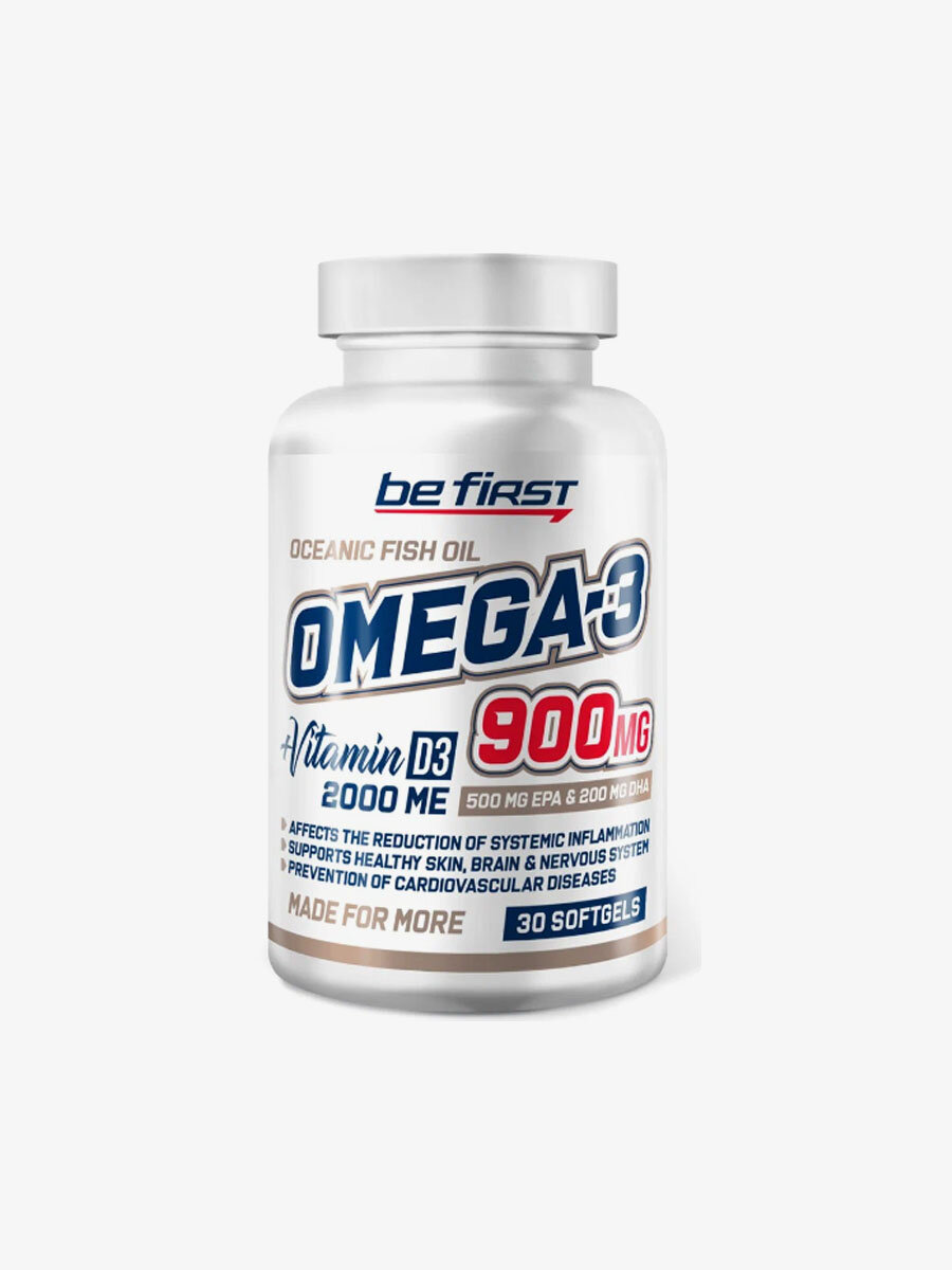 Be First Omega-3 900 mg + Vitamin D3 2000 IU, 30 гелевых капсул