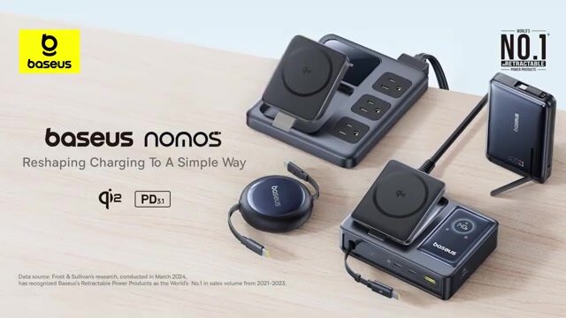 Портативное зарядное устройство Baseus Nomos Qi2 10000mAh 45W Cosmic Black (P10078800123-00) — фото 1