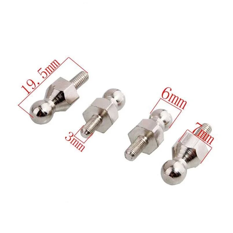 RC 4PCS 08021 Metal Shock Ball Head Holder For 1/10 HSP 94108 94109 94110 94111 94112 94115 94188 Off-Road Buggy Truck SparePart Silver(4Pcs)