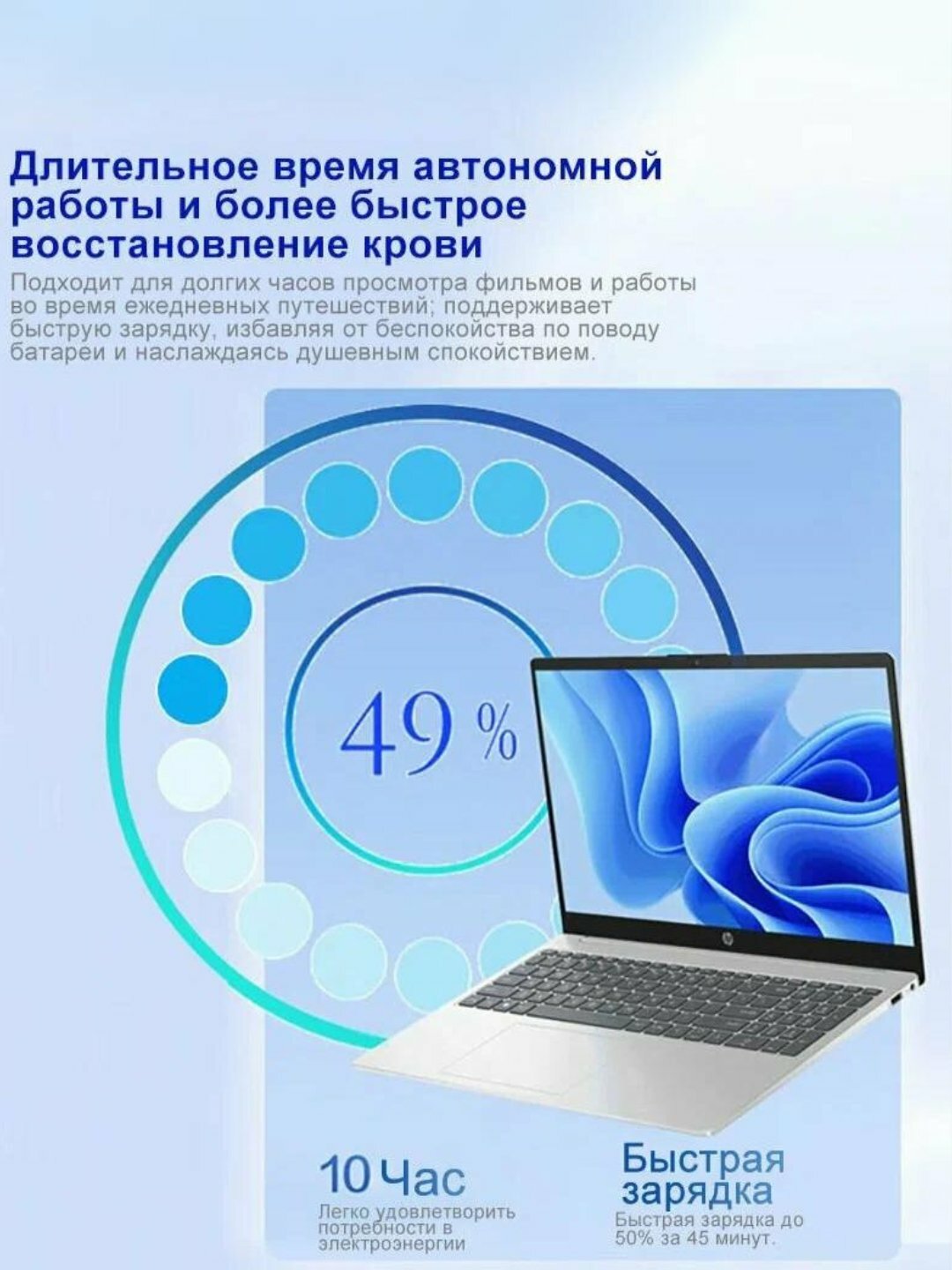 Ноутбук HP ryzen 5 7520U 8/512, Microsoft Office, Windows, Мышка, Черный , Ful HD 15.6 — фото 1