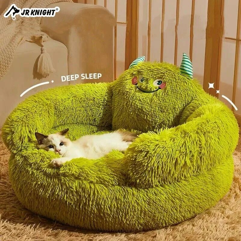 60см Плюшевая лежанка и домик для собак и кошек, милый зеленый монстрик