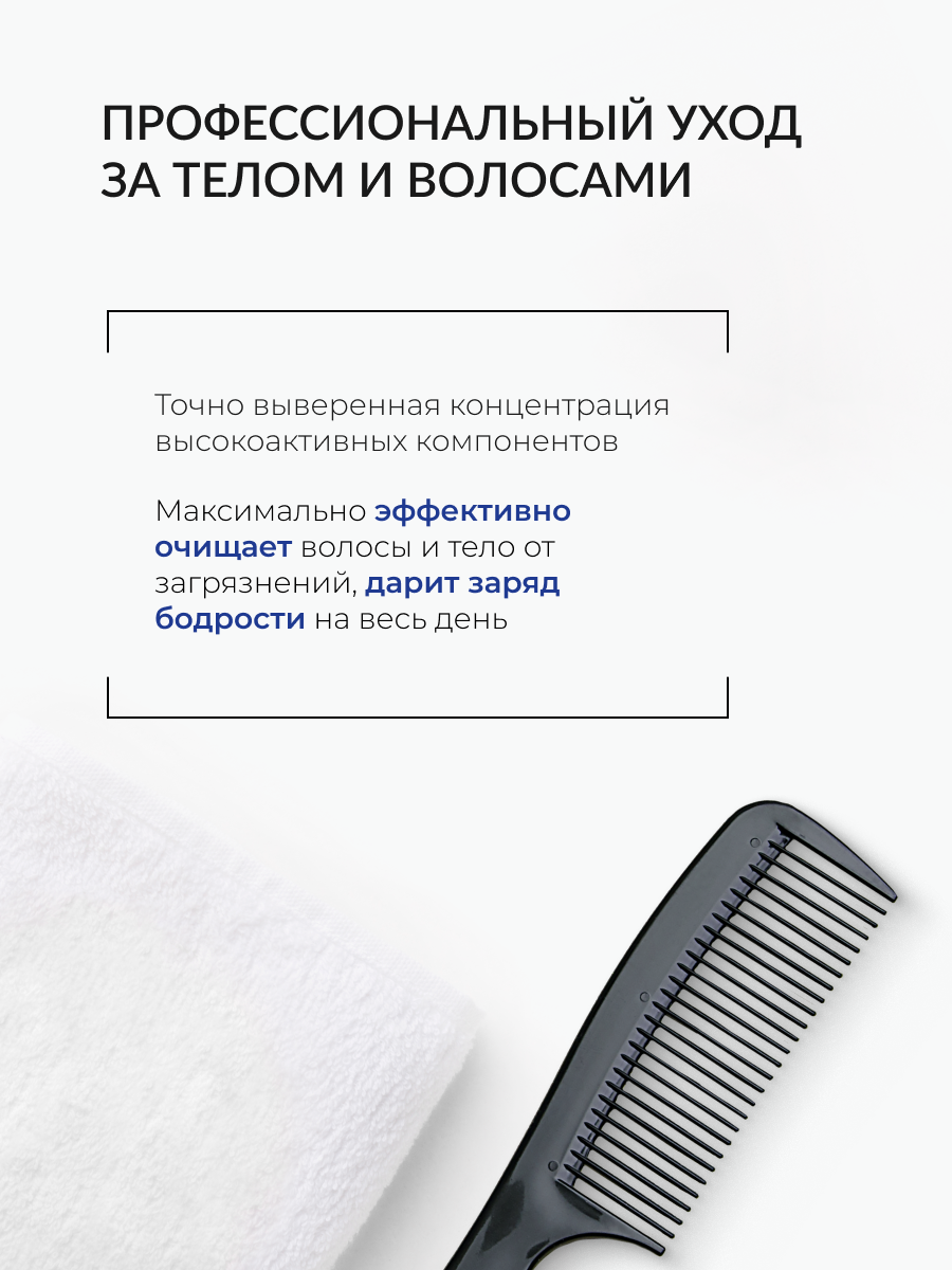 Картинки ECOCLARprofi/ Профессиональный мужской шампунь и гель для душа 2 в 1, 1 л волос