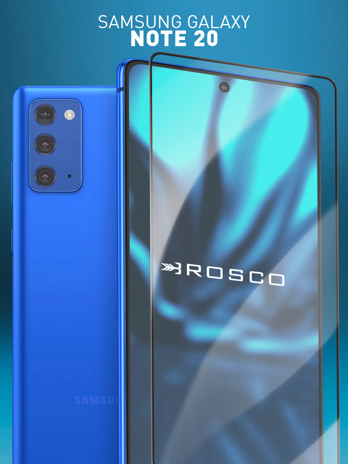 Защитное стекло Rosco на Samsung Galaxy Note 20 (Самсунг Галакси Ноут 20), с чёрной рамкой, 1 шт
