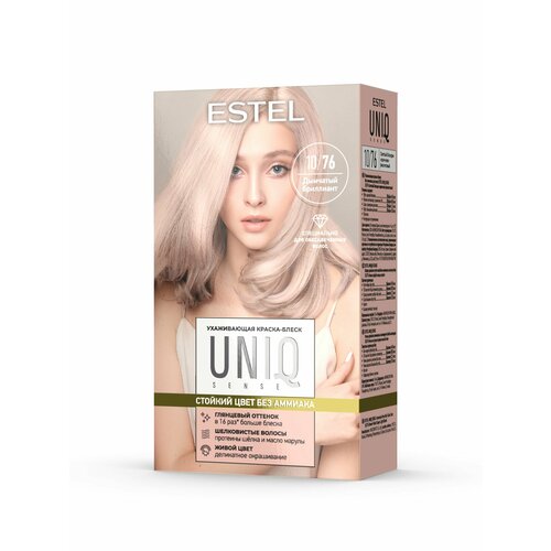 фото Estel ухаживающая краска-блеск для волос без аммиака uniq sense 10/76 светлый блондин коричнево-фиолетовый