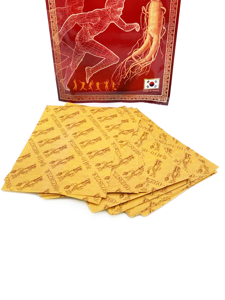 Картинки Korean Glu Пластырь обезболивающий с красным женьшенем Power Red Ginseng, 1 уп*20 шт