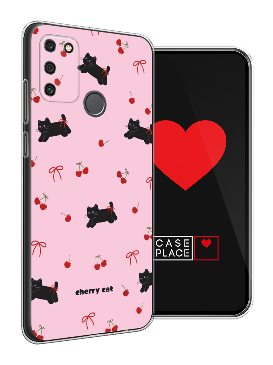 Силиконовый чехол на Honor 9A / Хонор 9А с принтом cherry cat — фото 1