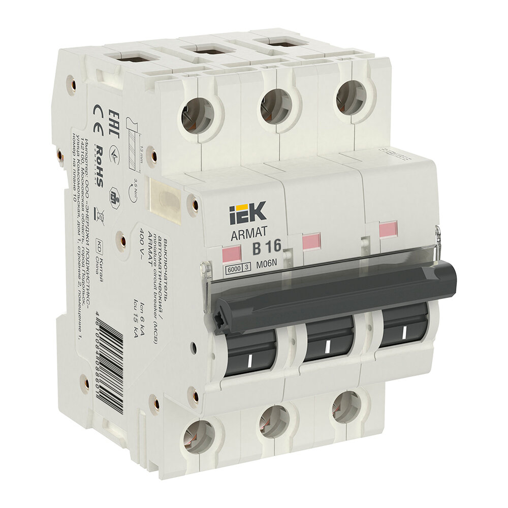 IEK ARMAT Автоматический выключатель M06N 3P B 16А, AR-M06N-3-B016