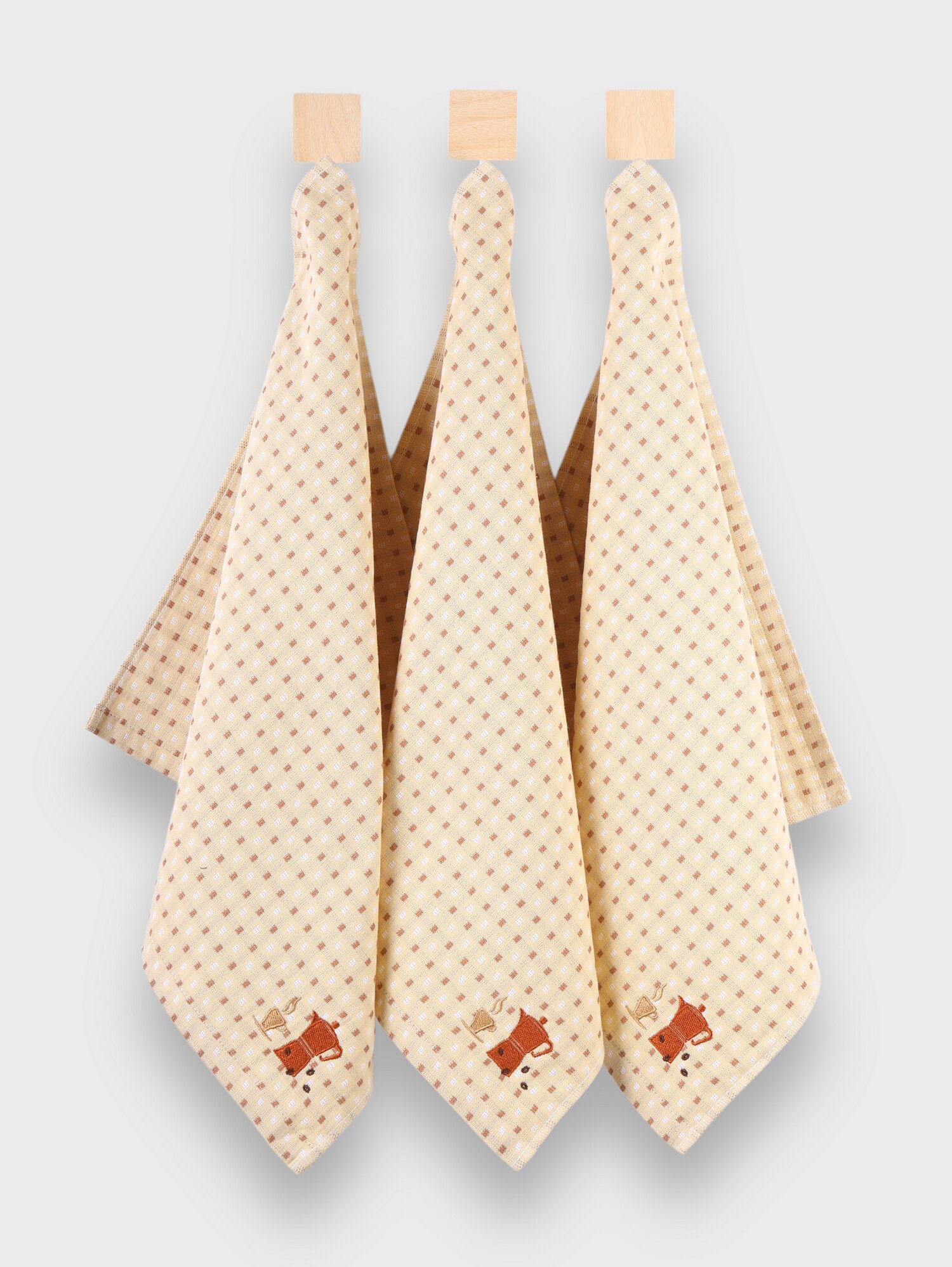 Набор кухонных полотенец Кофе с турки 45 x 45 см 3 шт бежевые лен/махра