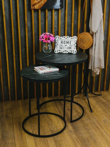 Изображение товара Журнальный столик трансформер, лофт стиль, черный мрамор, металл