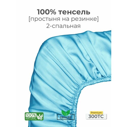 фото Простыня, на резинке 160x200x25, тенсель, голубой, coho home