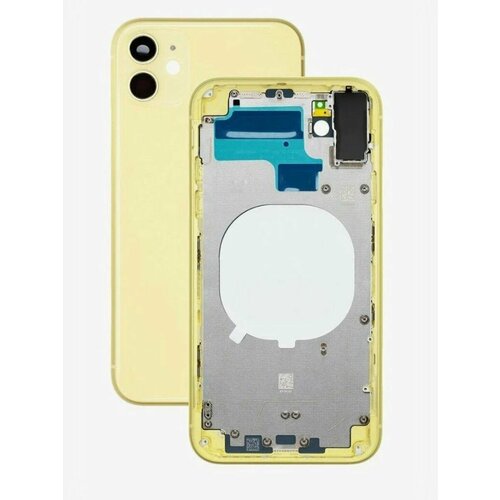Оригинальный кopпус (задняя крышка ) Apple Iphone 11 желтый, стекло