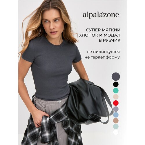 фото Футболка alpalazone, 1 шт., размер 54, графит, графит