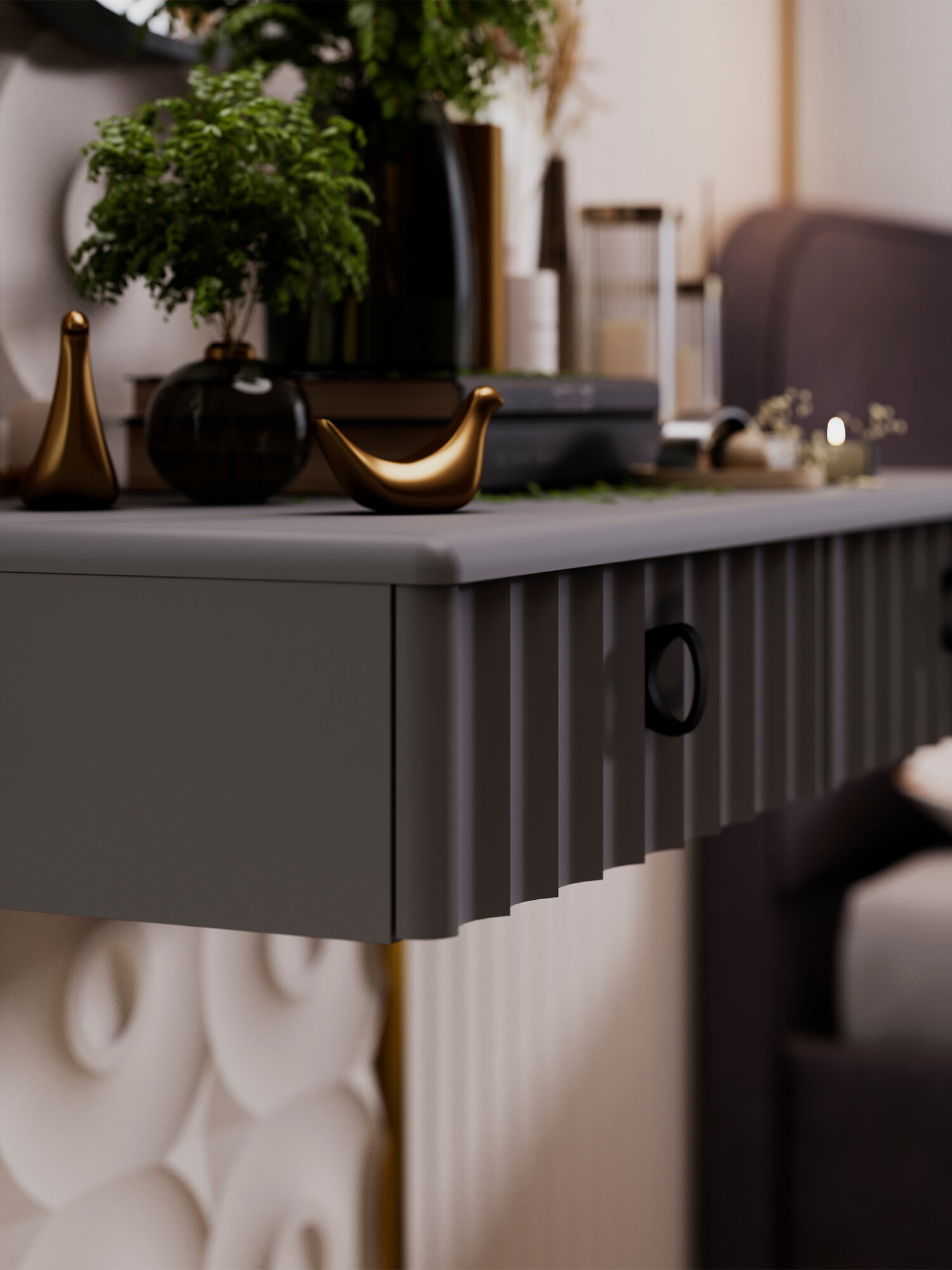 Туалетный стол Трия "Тиффани", тип 1, Серый Графит/Графит матовый — фото 1