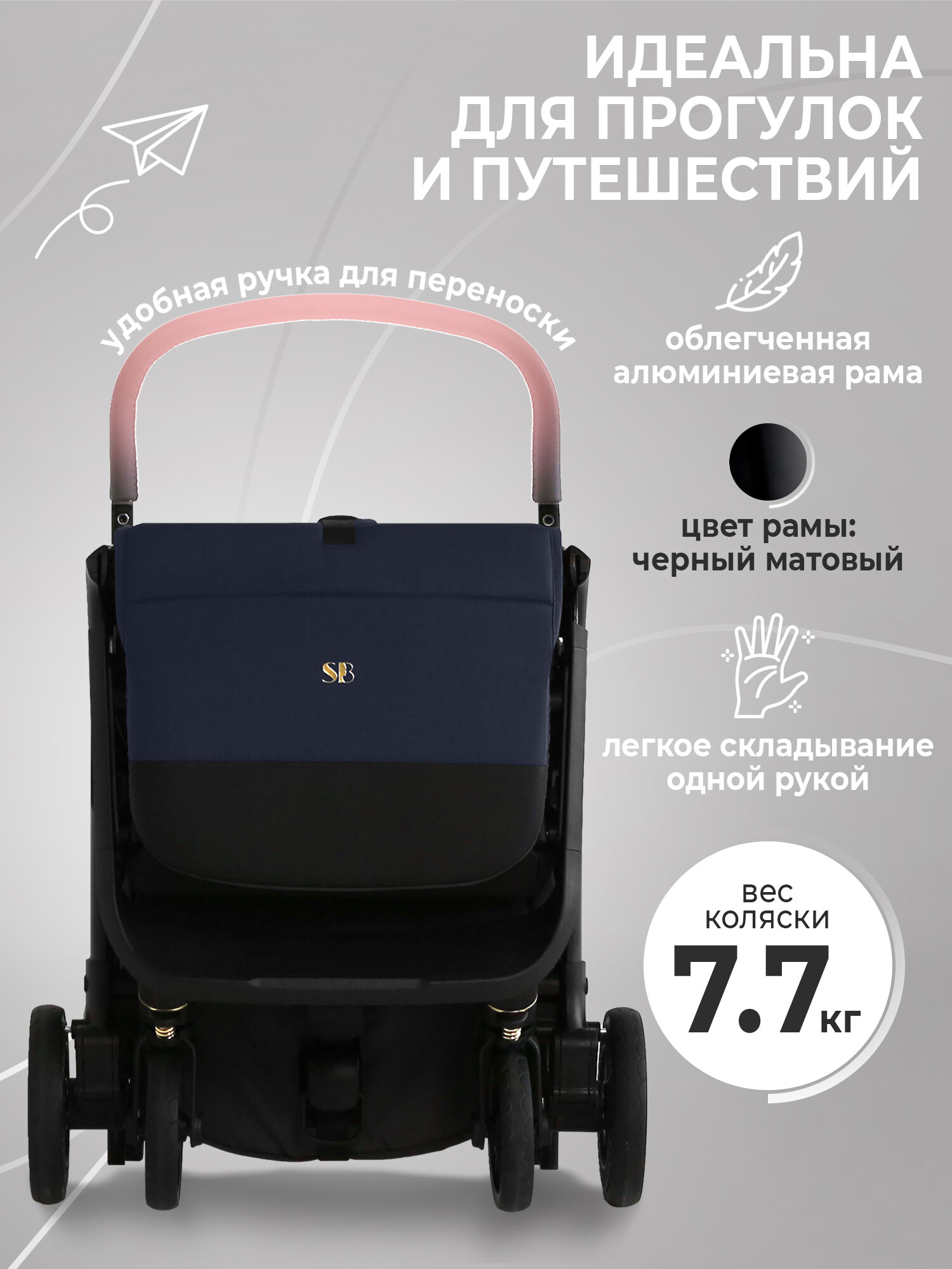 Прогулочная коляска Sweet Baby Colibri Dark Blue — фото 1