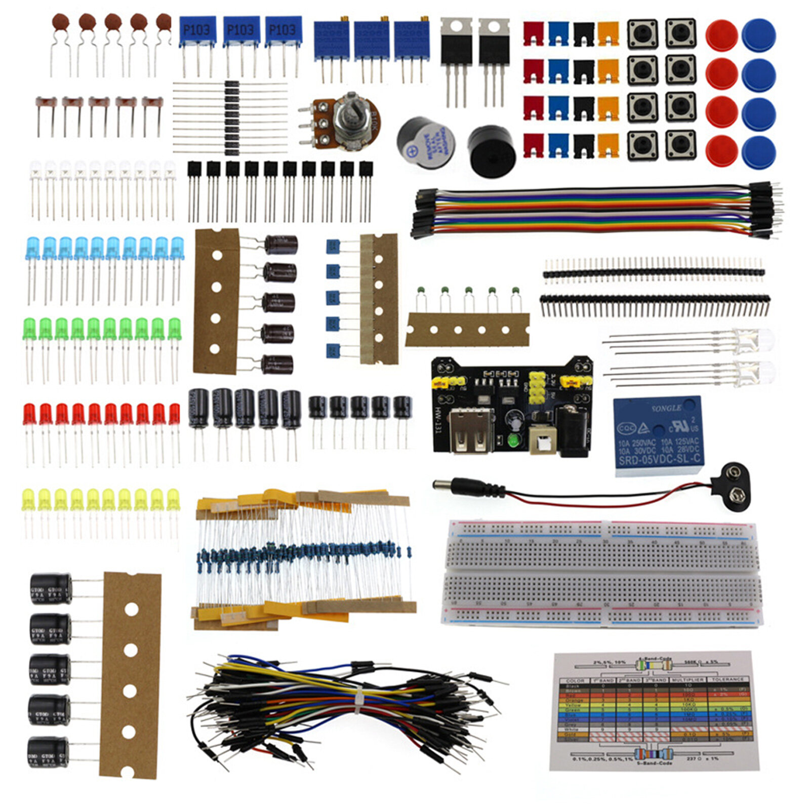 Макетная плата Базового Стартового комплекта DIY Electronics Basic, Соединительные провода, Резисторы, Звуковой сигнал для Arduino UNO R3 Mega256