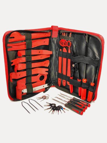 Изображение товара Набор инструментов съемники для снятия клипс / пистонов обшивки автомобильный (39 предметов) belais #21929