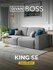 Диван раскладной KING SE, прямой, в гостиную, рогожка Malmo серый, 250x115x82 см