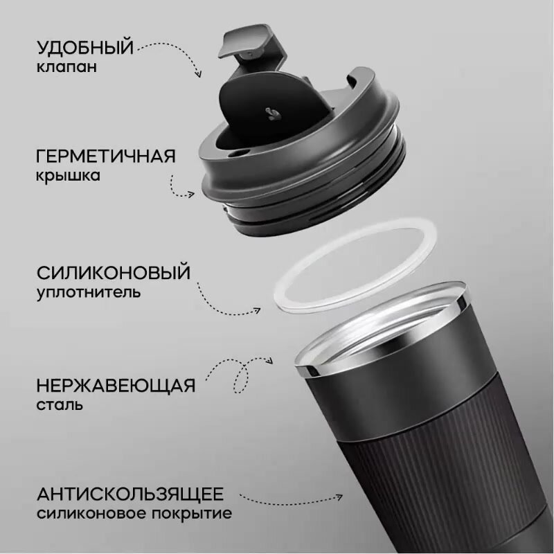 Термокружка для кофе и чая KEEP HOT, автомобильная, 510 мл, черная — фото 1