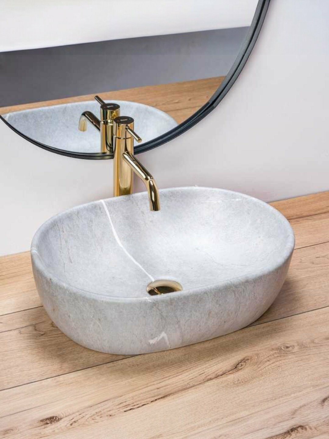 Раковина накладная OSSO-393-50 Grey круглая серая керамическая для ванной