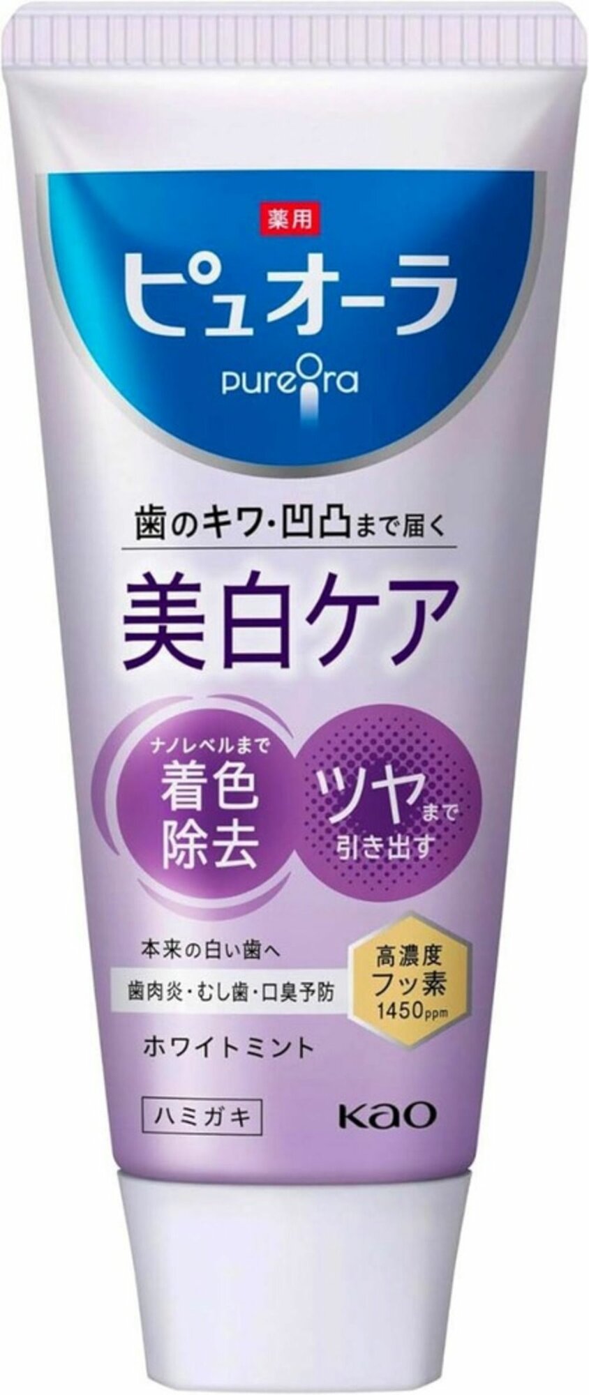 KAO PureOra Whitening Care Зубная паста комплексного действия с отбеливающим эффектом и мятным вкусом, 115г.