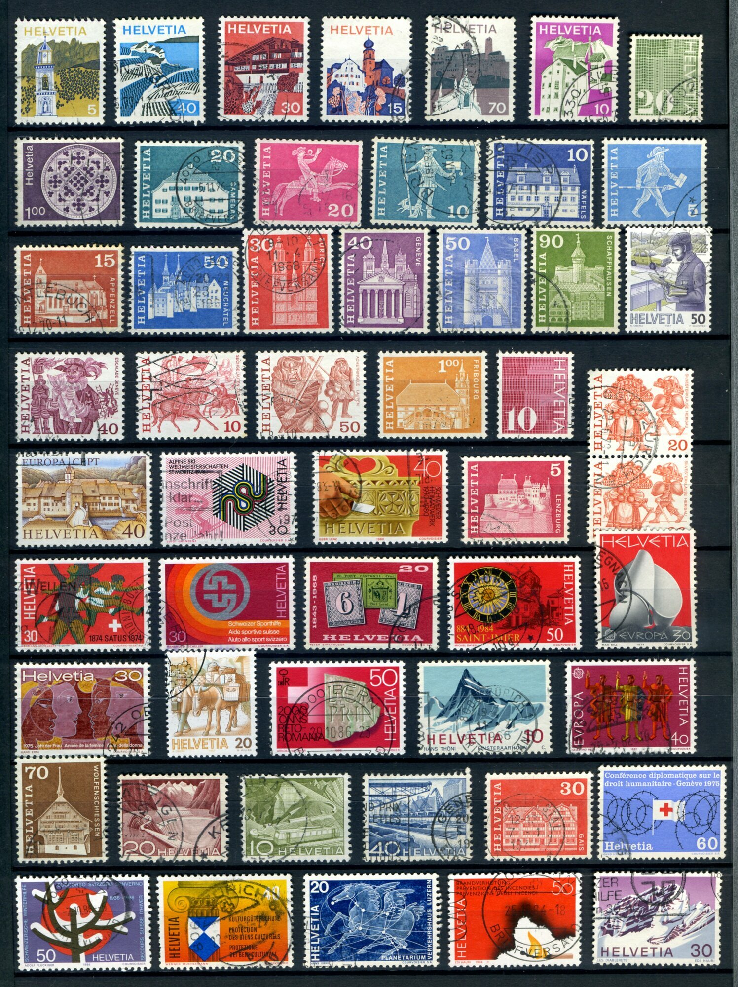 Марки. Швейцария. Набор 51 шт.