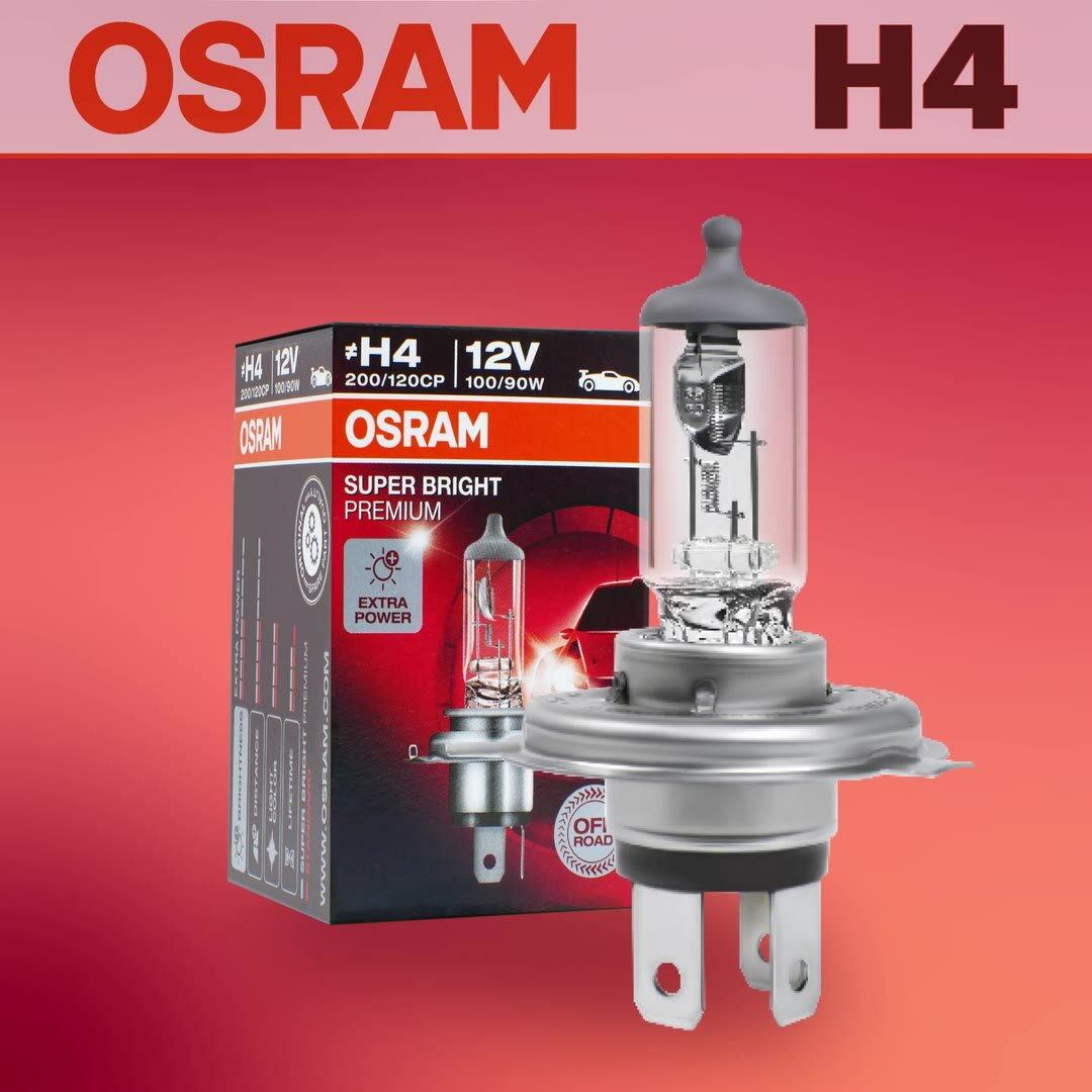 OSRAM H4 Лампа автомобильная галогеновая для фар OFF-ROAD Super Bright Premium 4800К 100/90Вт 12В 1 шт. — фото 1