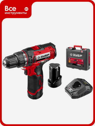 Изображение товара Дрель-шуруповерт ЗУБР 12В, 2 АКБ 2Ач, в кейсе ДШЛ-125-22