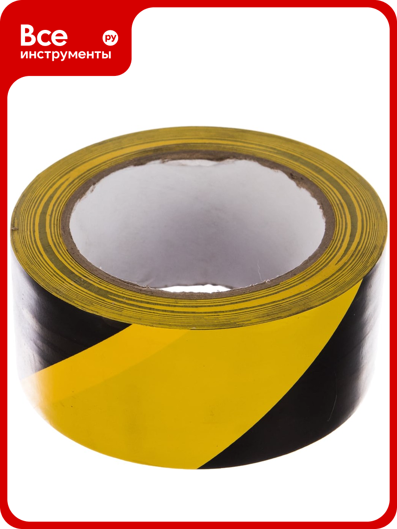 Клейкая сигнальная лента Folsen 50ммx33м желто-чёрная PVC 0663350