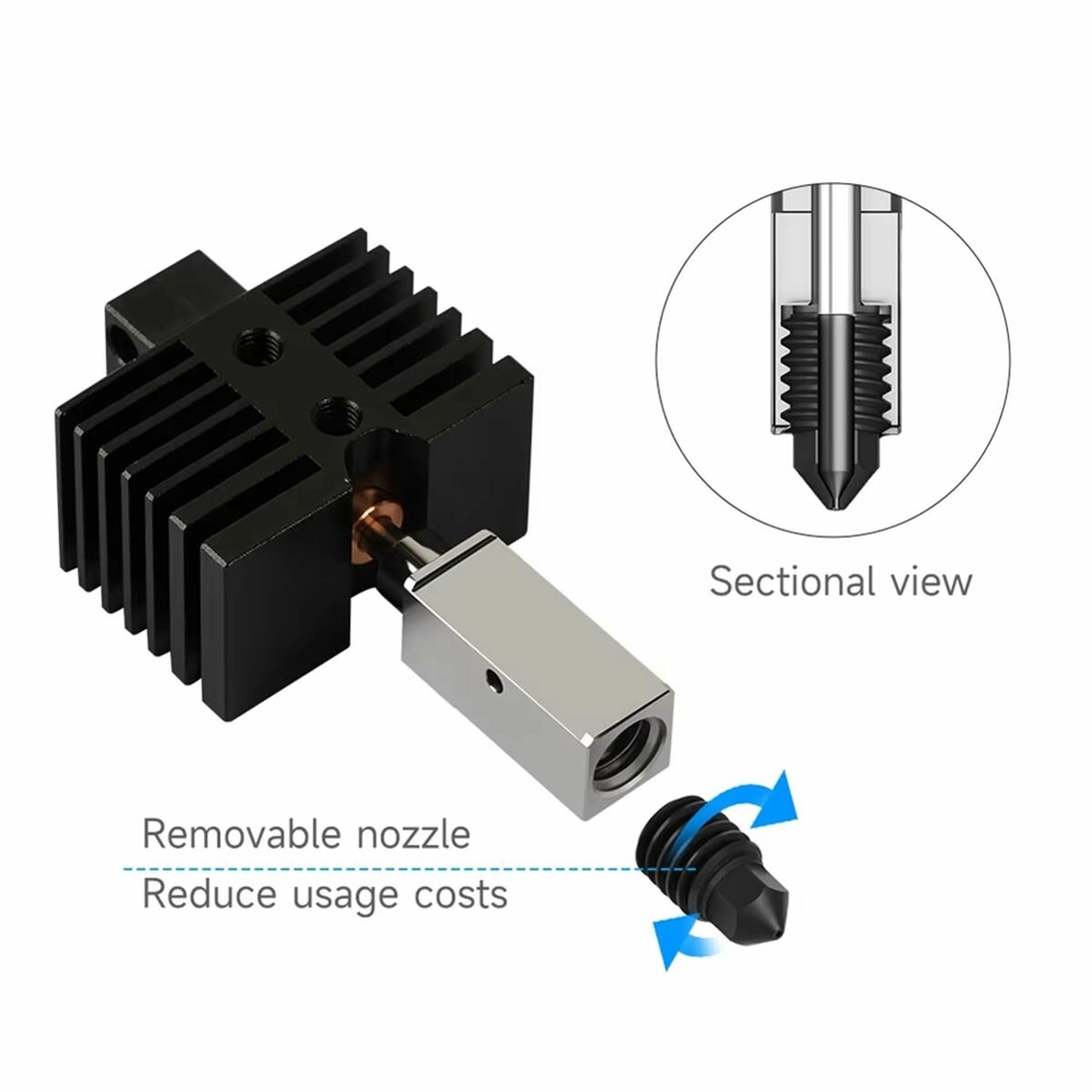 Модернизированный Hotend для Qidi X Plus 3/X Max Smart 3/Q1 Pro Закаленная стальная насадка 50 Вт Аксессуары для 3D-принтера
