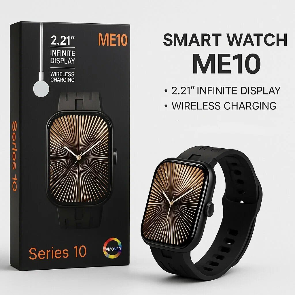 Умные часы ME10 (Series 10) — AMOLED, 2,21-дюймовый дисплей Infinite, беспроводная зарядка