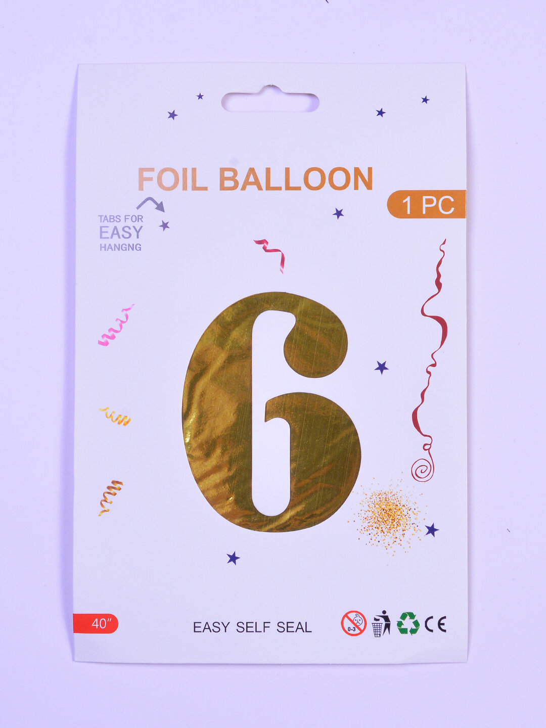 Шар фольгированный "Цифра 6", золотистый, 92см, для праздника — фото 1