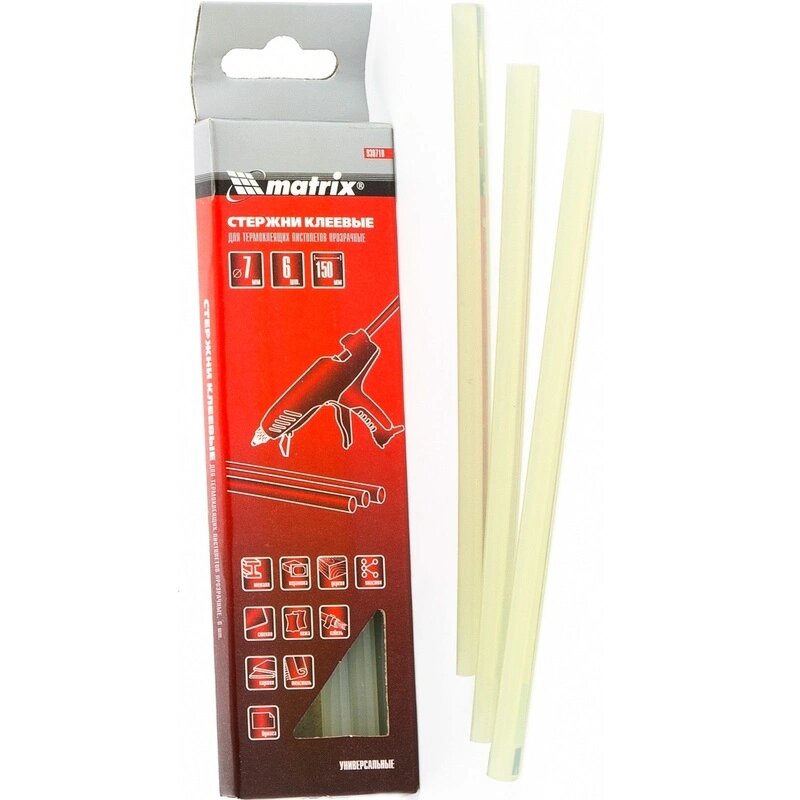 Стержень клеевой Matrix 7 x 150 мм прозрачные 6 шт/уп (930710)