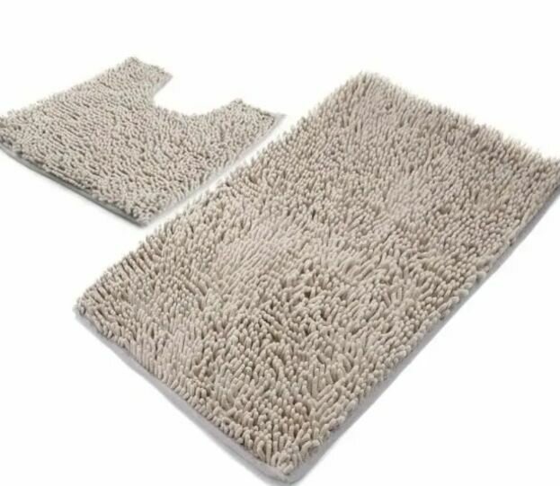 Коврик для ванной и туалета ворсистый  Размер: 50 см х 80 см  Цвет: Серый