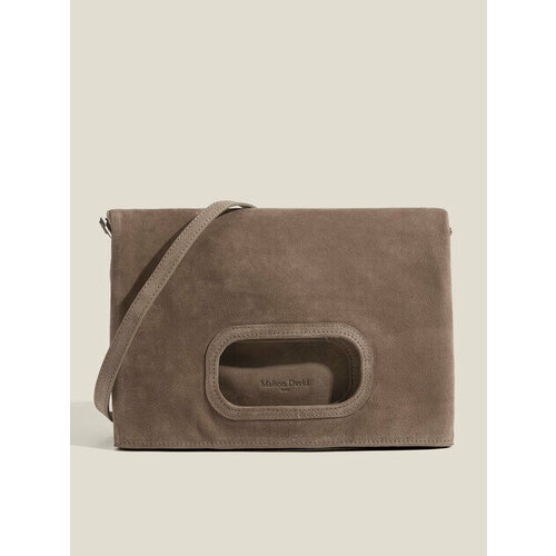 Сумка клатч Maison David PAULINE, фактура бархатистая, серо-коричневый
