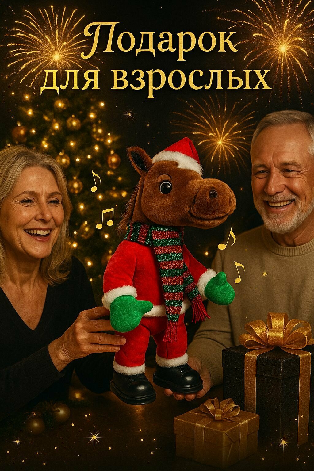 Плюшевая лошадка 2026 музыкальная, танцует, новогодний подарок