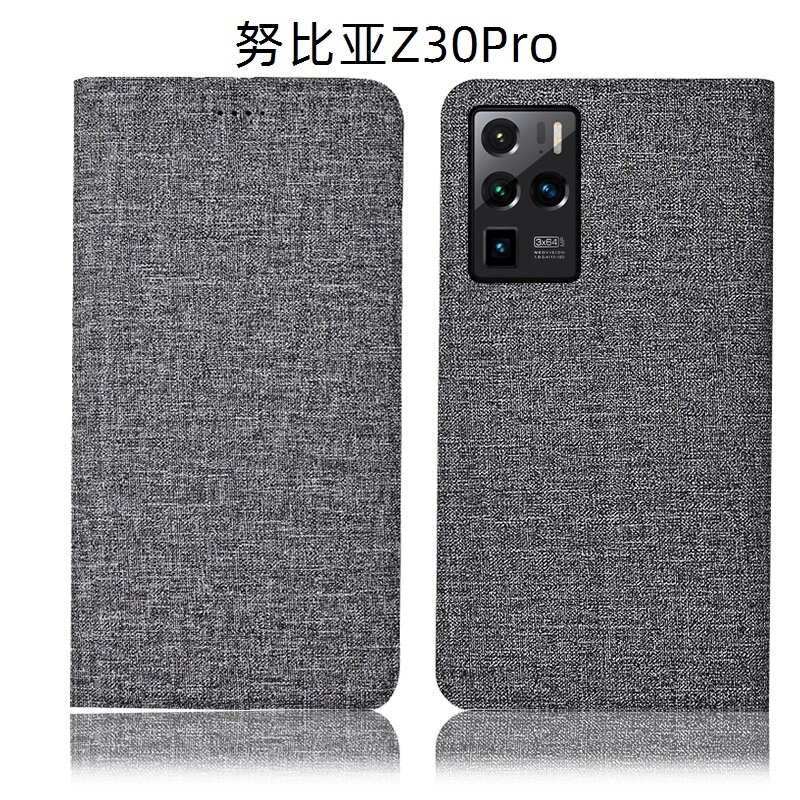 Премиальный чехол-блокнот для ZTE Z30 Pro с хлопковой текстурой, угольно-серый цвет, прочная антипробковая защита