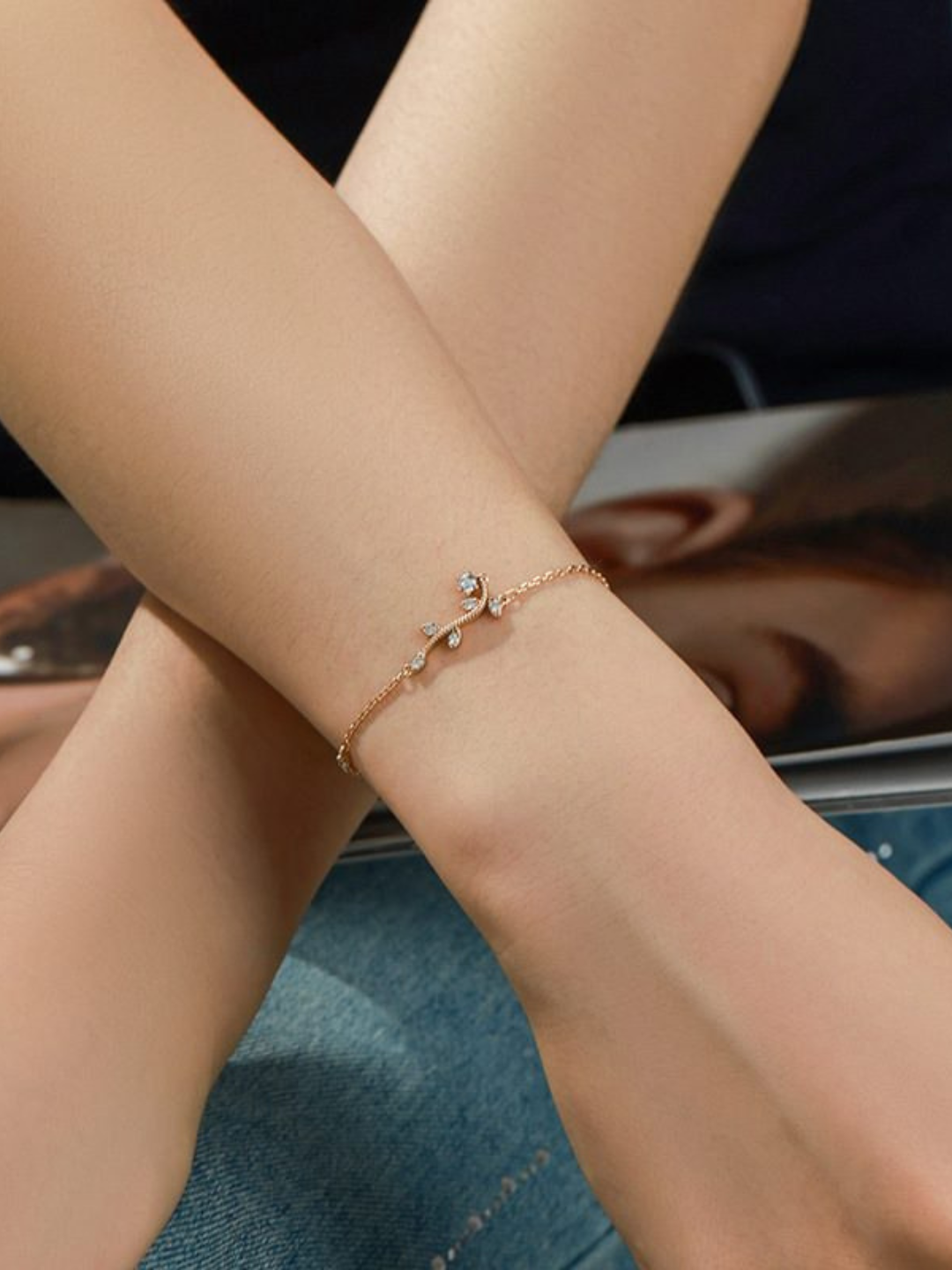 Браслет-цепочка, циркон, 1 шт., размер 19 см, размер one size, диаметр 19 см, golden — фото 1