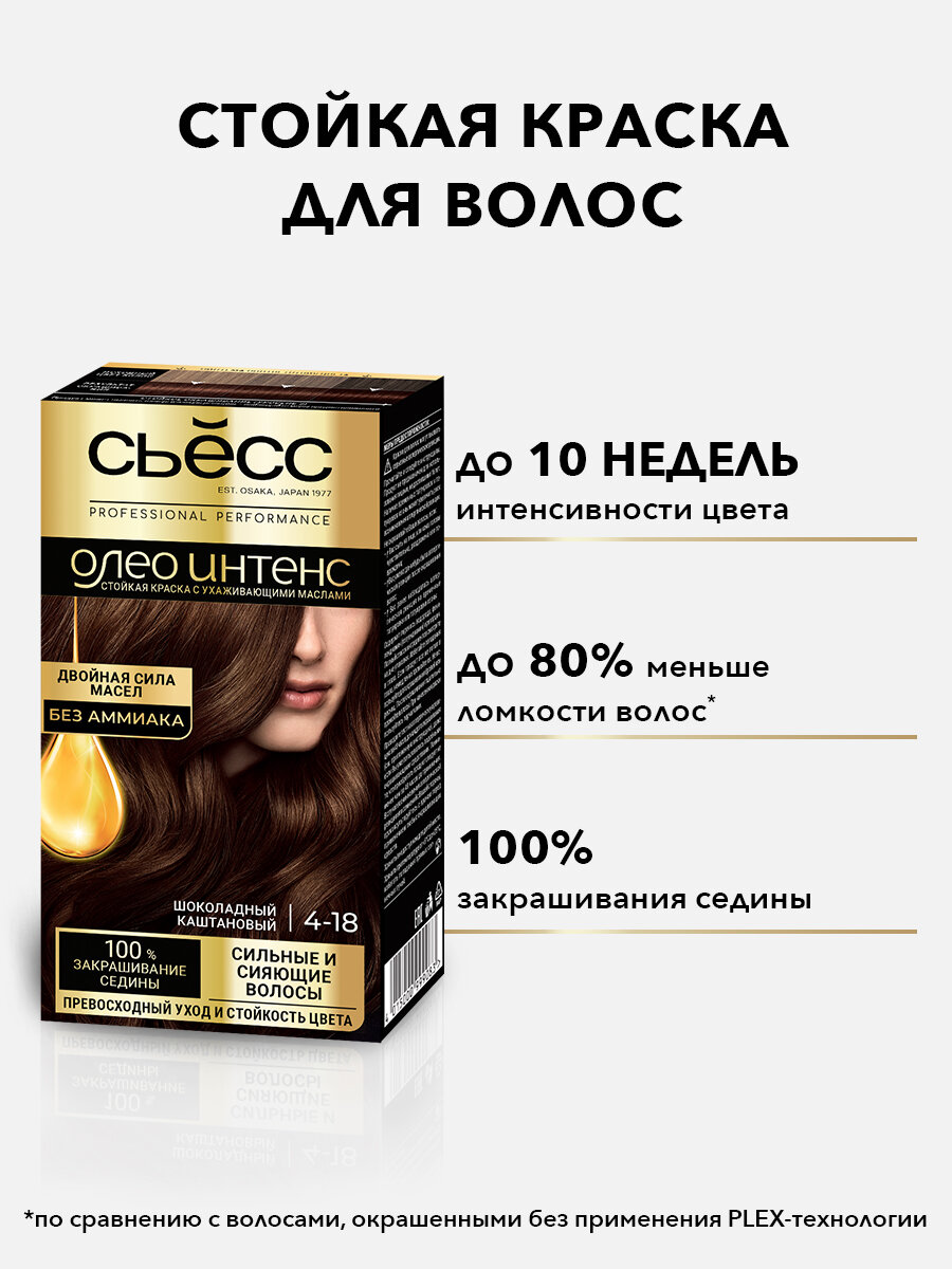 СЬЁСС Олео Интенс Стойкая крем-краска без аммиака, 4-18 Шоколадный каштановый