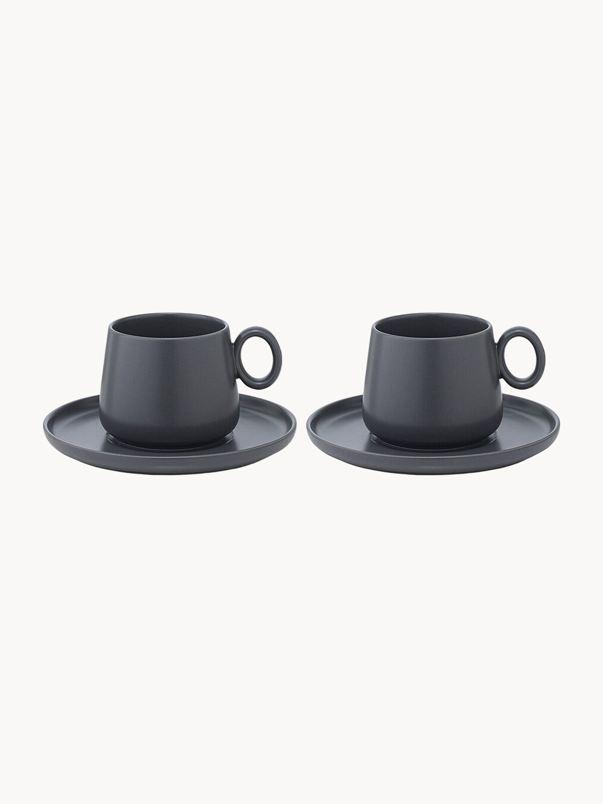 Набор из двух чайных пар из чашки и блюдца для чая и кофе темно-серого цвета из коллекции Essential, 250мл, Tkano, TK22-TW_TC0003