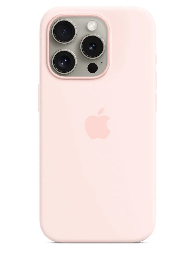 Силиконовый чехол MagSafe для iPhone 15 Pro / Silicone Case Light Pink / Светло-Розовый