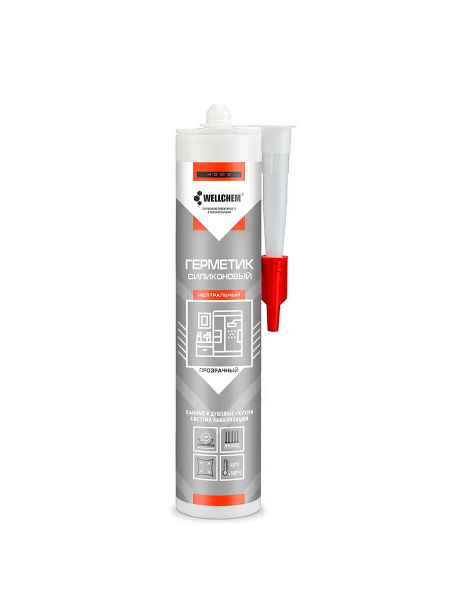 Герметик сил. нейтр, WELLCHEM, прозр, 280мл (шт.)